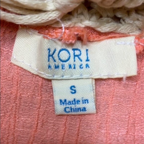 Kori Peach Bohemian Crochet Lace Fringe Top Swim Coverup Dress Gauzy Sz S - Picture 8 of 11